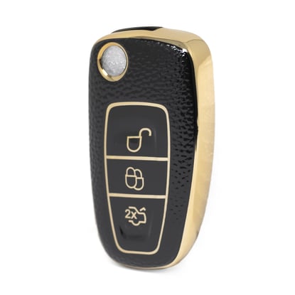 nano-high-quality-gold-leather-cover-for-ford-flip-remote-key-3-buttons-black-color-ford-e13j
