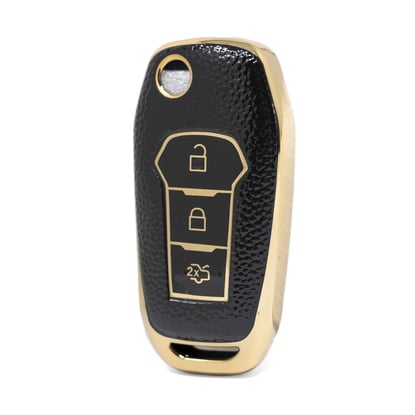 nano-high-quality-gold-leather-cover-for-ford-flip-remote-key-3-buttons-black-color-ford-f13j