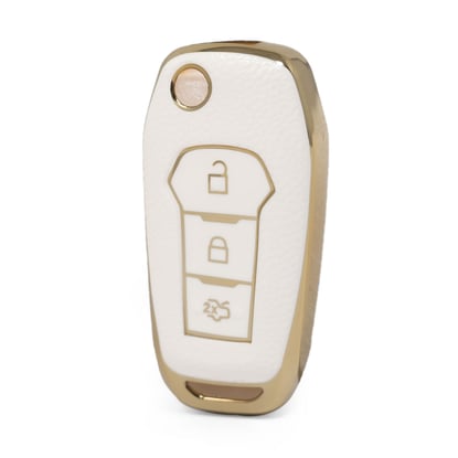 nano-high-quality-gold-leather-cover-for-ford-flip-remote-key-3-buttons-white-color-ford-f13j