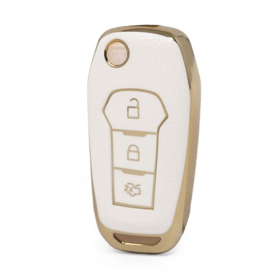 nano-high-quality-gold-leather-cover-for-ford-flip-remote-key-3-buttons-white-color-ford-f13j