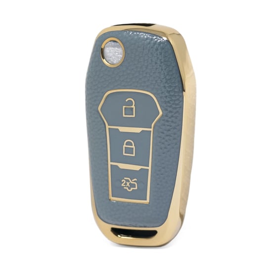 nano-high-quality-gold-leather-cover-for-ford-flip-remote-key-3-buttons-gray-color-ford-f13j