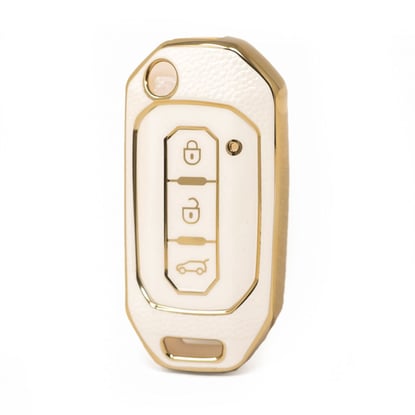 nano-high-quality-gold-leather-cover-for-ford-flip-remote-key-3-buttons-white-color-ford-i13j