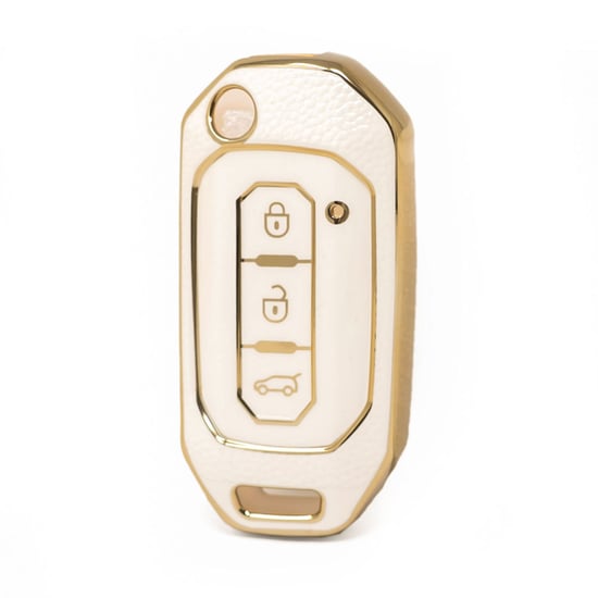 nano-high-quality-gold-leather-cover-for-ford-flip-remote-key-3-buttons-white-color-ford-i13j