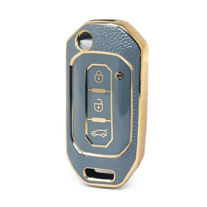 nano-high-quality-gold-leather-cover-for-ford-flip-remote-key-3-buttons-gray-color-ford-i13j