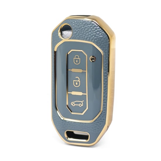 nano-high-quality-gold-leather-cover-for-ford-flip-remote-key-3-buttons-gray-color-ford-i13j