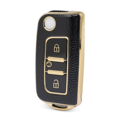 nano-high-quality-gold-leather-cover-for-foton-flip-remote-key-2-buttons-black-color-ft-a13j