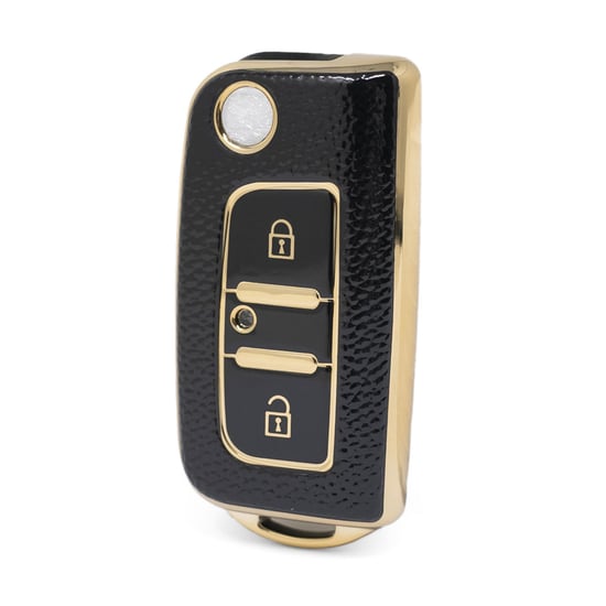 nano-high-quality-gold-leather-cover-for-foton-flip-remote-key-2-buttons-black-color-ft-a13j