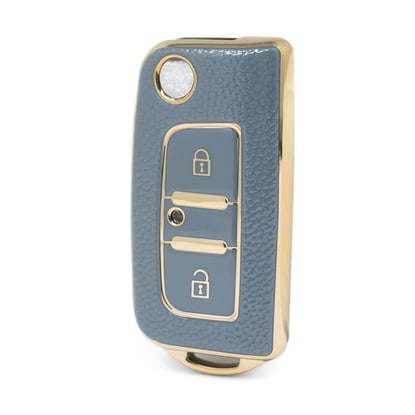 nano-high-quality-gold-leather-cover-for-foton-flip-remote-key-2-buttons-gray-color-ft-a13j