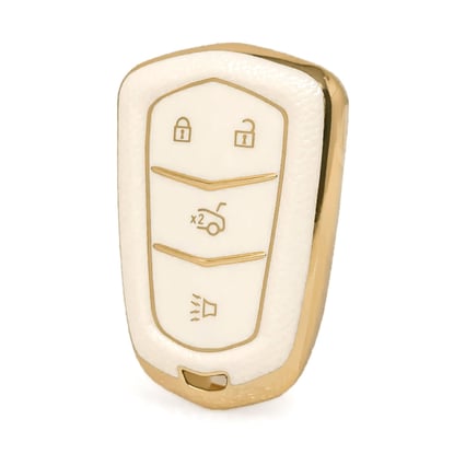 nano-high-quality-gold-leather-cover-for-cadillac-remote-key-4-buttons-white-color-cdlc-a13j4