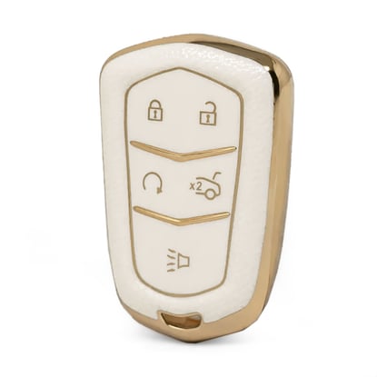 nano-high-quality-gold-leather-cover-for-cadillac-remote-key-5-buttons-white-color-cdlc-a13j5