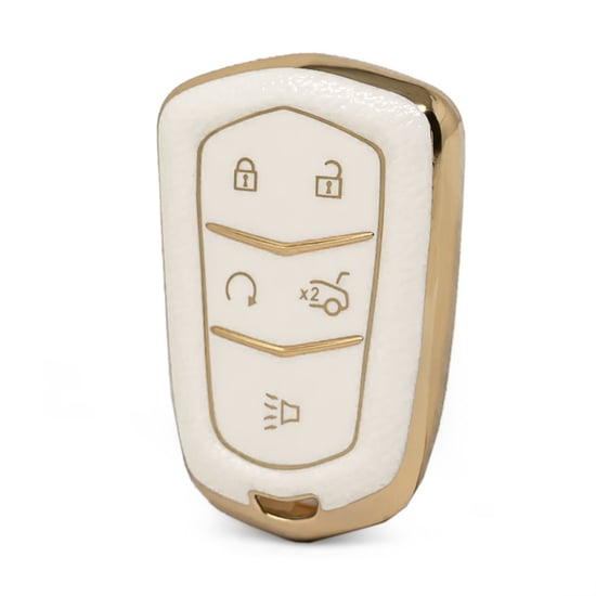 nano-high-quality-gold-leather-cover-for-cadillac-remote-key-5-buttons-white-color-cdlc-a13j5