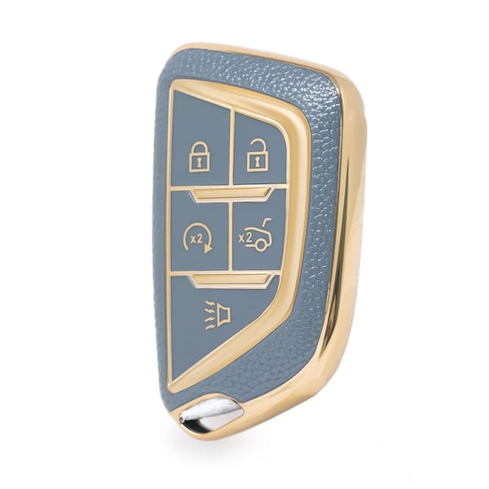 nano-high-quality-gold-leather-cover-for-cadillac-remote-key-5-buttons-gray-color-cdlc-b13j