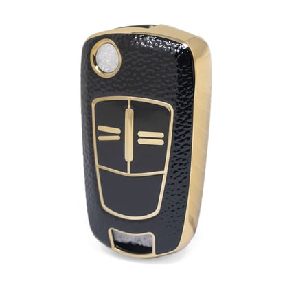 nano-high-quality-gold-leather-cover-for-opel-flip-remote-key-2-buttons-black-color-opel-a13j