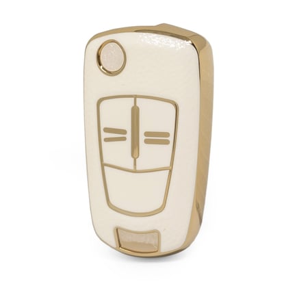 nano-high-quality-gold-leather-cover-for-opel-flip-remote-key-2-buttons-white-color-opel-a13j
