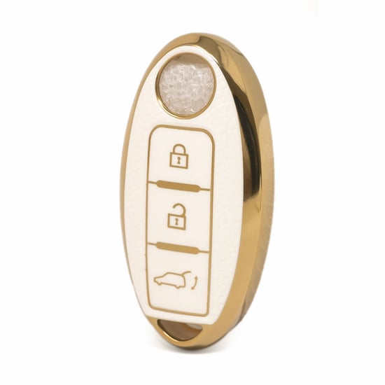 nano-high-quality-gold-leather-cover-for-nissan-remote-key-3-buttons-white-color-ns-a13j3b