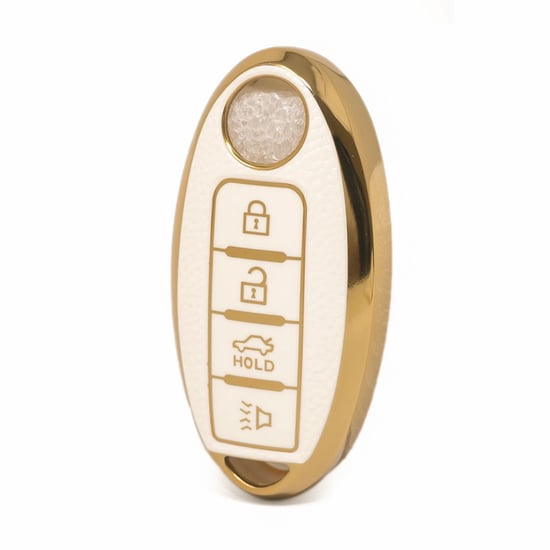 nano-high-quality-gold-leather-cover-for-nissan-remote-key-4-buttons-white-color-ns-a13j4a