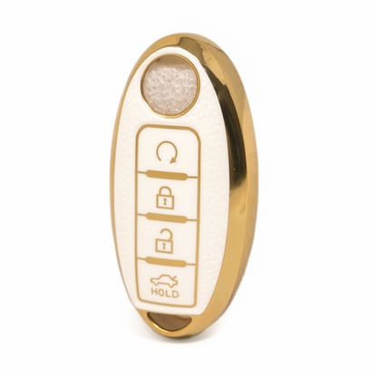 nano-high-quality-gold-leather-cover-for-nissan-remote-key-4-buttons-white-color-ns-a13j4b