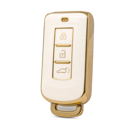 nano-high-quality-gold-leather-cover-for-mitsubishi-remote-key-3-buttons-white-color-msb-a13j