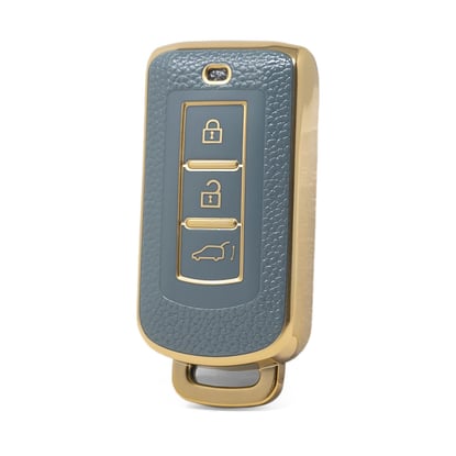 nano-high-quality-gold-leather-cover-for-mitsubishi-remote-key-3-buttons-gray-color-msb-a13j