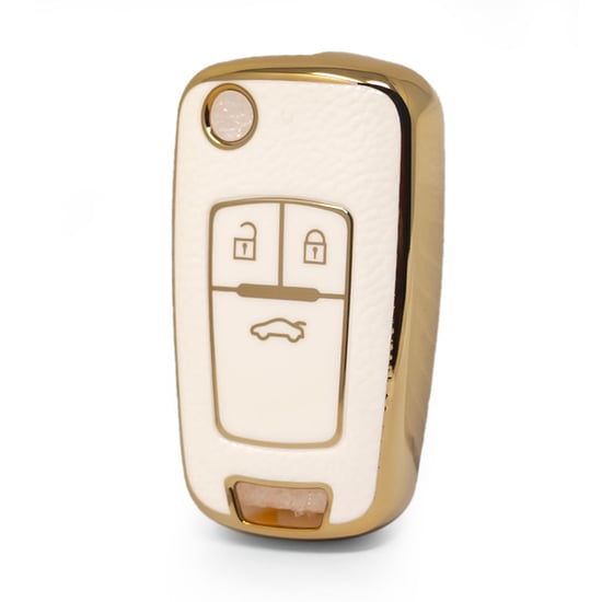 nano-high-quality-gold-leather-cover-for-chevrolet-flip-remote-key-3-buttons-white-color-crl-a13j3