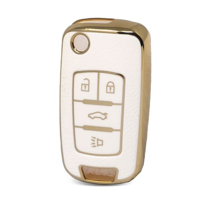 nano-high-quality-gold-leather-cover-for-chevrolet-flip-remote-key-4-buttons-white-color-crl-a13j4