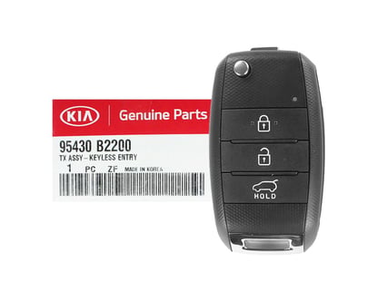 NEW-KIA-Soul-2014-Genuine-OEM-Flip-Remote-Key-3-Buttons-433MHz-4D-Transponder-95430-B2200-95430B2200---FCCID:-OKA-870T---Emirates-Keys