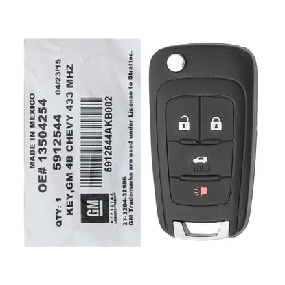 NEW-Chevrolet-Malibu-Cruze-Impala-2013-2014-STARTTEC-Genuine-OEM-Flip-Remote-Key-4-Buttons-433MHz-5912544-Part-Transponder---Emirates-Keys