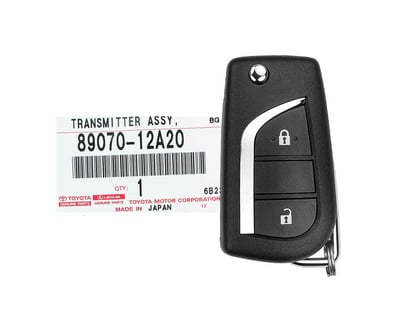 Brand-New-Toyota-Corolla-Auris-2013-2015-Genuine-OEM-Flip-Remote-Key-2-Buttons-315MHz-89070-12A20-8907012A20---Emirates-Keys