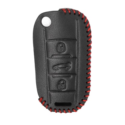 New-Aftermarket-Leather-Case-For-Peugeot-Flip-Remote-Key-3-Buttons-High-Quality-Best-Price---Emirates-Keys