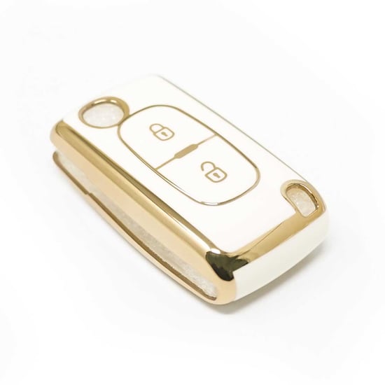 New-Aftermarket-Nano-High-Quality-Cover-For-Peugeot-Remote-Key-2-Buttons-White-Color-D11J2---Emirates-Keys