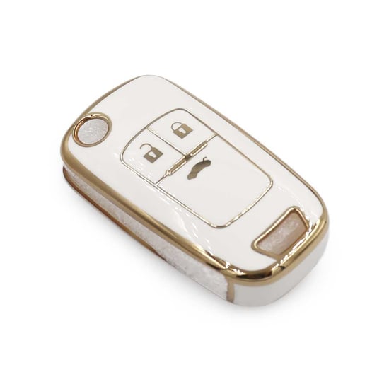 New-Aftermarket-Nano-High-Quality-Cover-For-Chevrolet-Opel-Flip-Remote-Key-3-Buttons-White-Color---Emirates-Keys