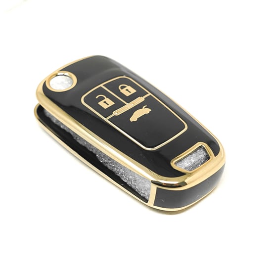 New-Aftermarket-Nano-High-Quality-Cover-For-Chevrolet-Opel-Flip-Remote-Key-3-Buttons-Black-Color---Emirates-Keys