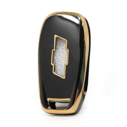 New-Aftermarket-Nano-High-Quality-Cover-For-Chevrolet-Flip-Remote-Key-3-Buttons-Black-Color---Emirates-Keys