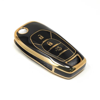 New-Aftermarket-Nano-High-Quality-Cover-For-Chevrolet-Flip-Remote-Key-3-Buttons-Black-Color---Emirates-Keys