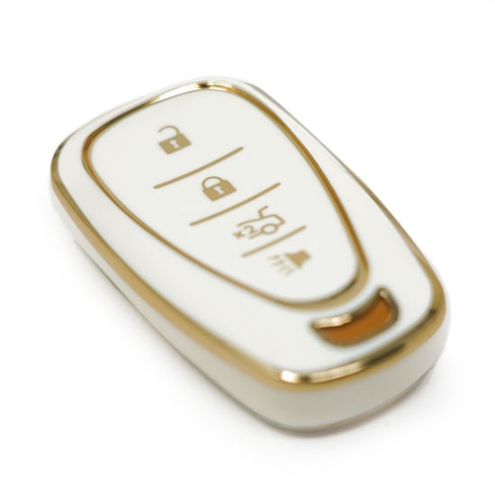 New-Aftermarket-Nano-High-Quality-Cover-For-Chevrolet-Remote-Key-3+1-Buttons-White-Color---Emirates-Keys