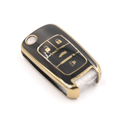 New-Aftermarket-Nano-High-Quality-Cover-For-Chevrolet-Flip-Remote-Key-3+1-Buttons-Black-Color---Emirates-Keys