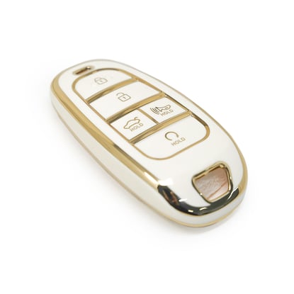 New-Aftermarket-Nano-High-Quality-Cover-For-Hyundai-Sonata-Remote-Key-4+1-Auto-Start-Buttons-White-Color---Emirates-Keys