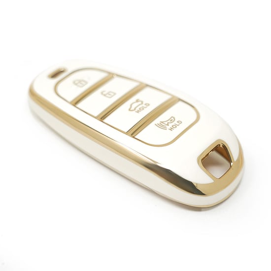 New-Aftermarket-Nano-High-Quality-Cover-For-Hyundai-Sonata-Remote-Key-3+1-Buttons-White-Color---Emirates-Keys