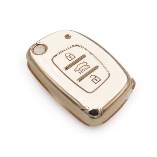 New-Aftermarket-Nano-High-Quality-Cover-For-Hyundai-Type-B-Flip-Remote-Key-3-Buttons-Sedan-White-Color---Emirates-Keys