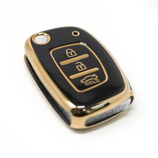 New-Aftermarket-Nano-High-Quality-Cover-For-Hyundai-Type-A-Flip-Remote-Key-3-Buttons-Sedan-Black-Color---Emirates-Keys