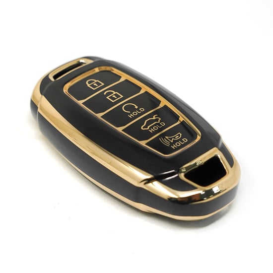 New-Aftermarket-Nano-High-Quality-Cover-For-Hyundai-Remote-Key-4+1-Buttons-Auto-Start--Black-Color----Emirates-Keys