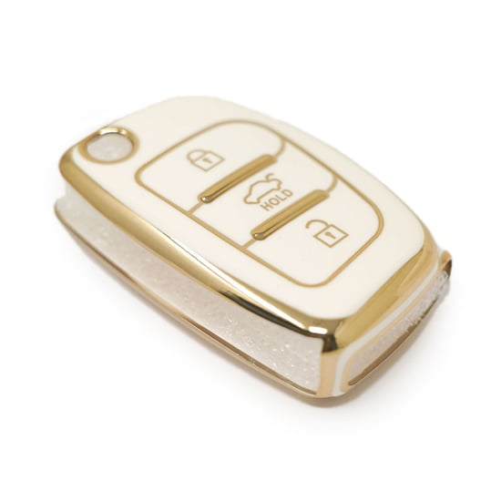 New-Aftermarket-Nano-High-Quality-Cover-For-Hyundai-Sonata-Flip-Remote-Key-3-Buttons-White-Color---Emirates-Keys