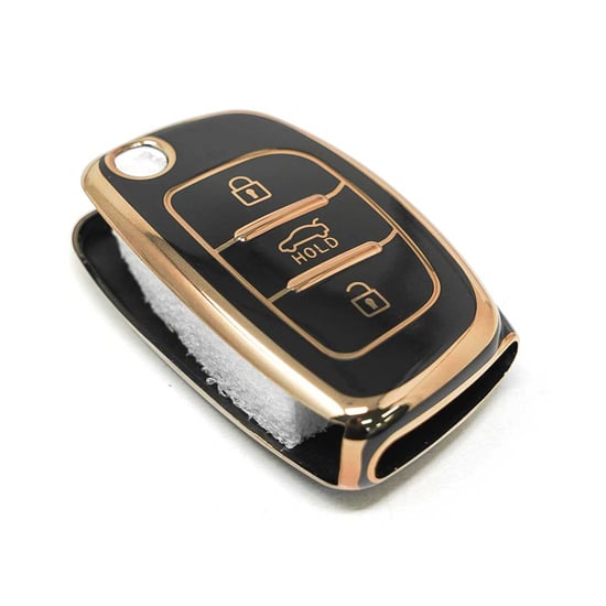 New-Aftermarket-Nano-High-Quality-Cover-For-Hyundai-Sonata-Flip-Remote-Key-3-Buttons-Black-Color---Emirates-Keys