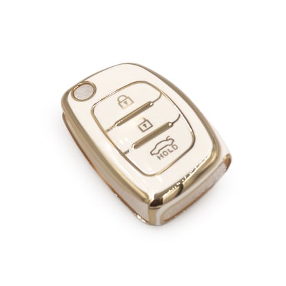 New-Aftermarket-Nano-High-Quality-Cover-For-Hyundai-Flip-Remote-Key-3-Buttons-White-Color---Emirates-Keys