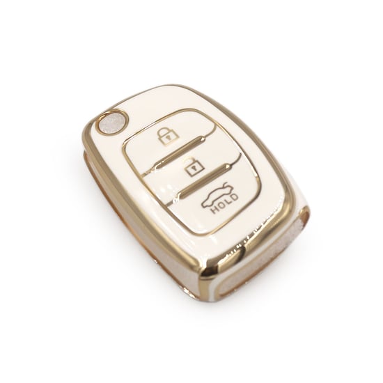 New-Aftermarket-Nano-High-Quality-Cover-For-Hyundai-Flip-Remote-Key-3-Buttons-White-Color---Emirates-Keys