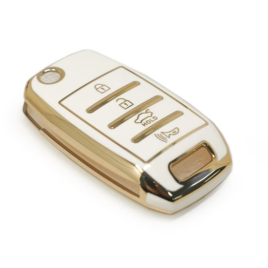 New-Aftermarket-Nano-High-Quality-Cover-For-KIA-Flip-Remote-Key-3+1-Buttons-White-Color---Emirates-Keys