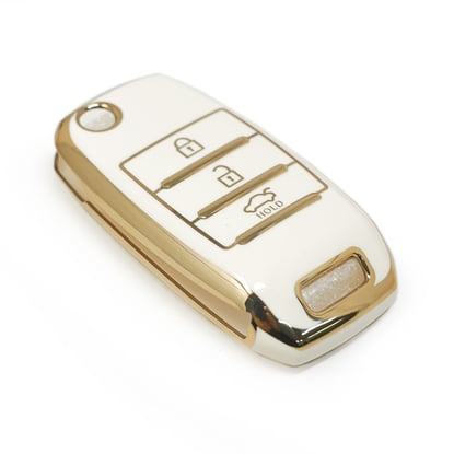 New-Aftermarket-Nano-High-Quality-Cover-For-KIA-Flip-Remote-Key-3-Buttons-White-Color---Emirates-Keys