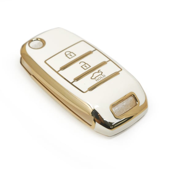 New-Aftermarket-Nano-High-Quality-Cover-For-KIA-Flip-Remote-Key-3-Buttons-White-Color---Emirates-Keys