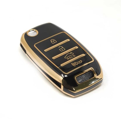 New-Aftermarket-Nano-High-Quality-Cover-For-KIA-Flip-Remote-Key-3+1-Buttons-Black-Color---Emirates-Keys