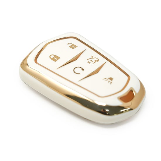 New-Aftermarket-Nano-High-Quality-Cover-For-Cadillac-Remote-Key-4+1-Buttons-White-Color---Emirates-Keys